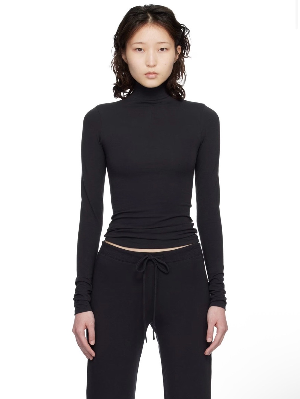 NWT SKIMS Black Cotton Jersey Turtleneck T-shirt Small
